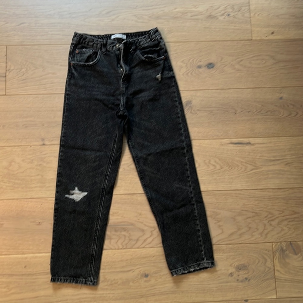Zara girls black Heather washed denim size 13-14
